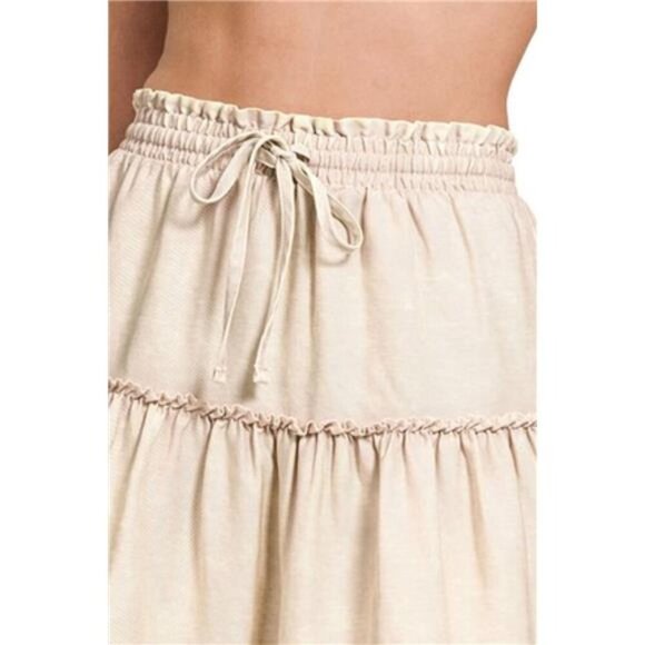Zenana Tencel Washed Tiered Mini Skirts - Picture 2 of 3